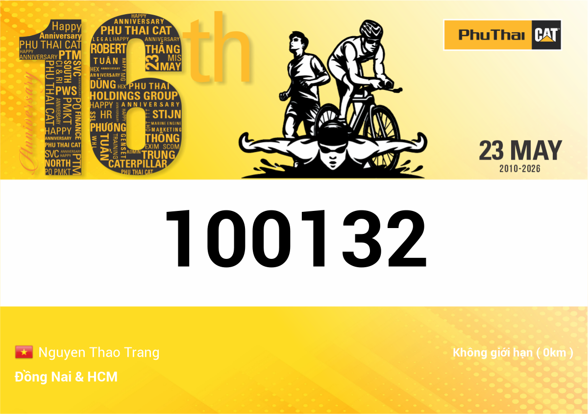 Nguyen Thao Trang - BIB 100132 - cự ly 0km - GIẢI THỂ THAO CHÀO MỪNG ...